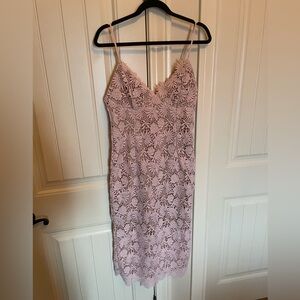 Bardot Floral Lace  Pink midi Dress 10 Large